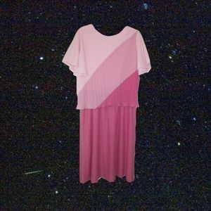 1970s vintage plus size pink flapper dress 14 16